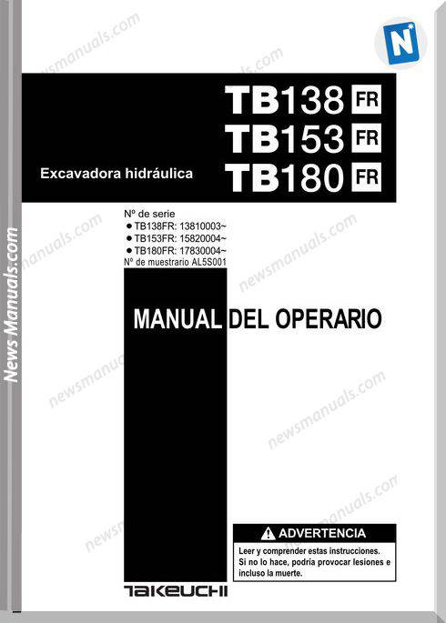 Takeuchi Tb138 Tb153,Tb180 French Operator Manual
