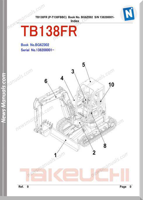 Takeuchi Tb138Fr Models Bg6Z002 It4 Part Manual