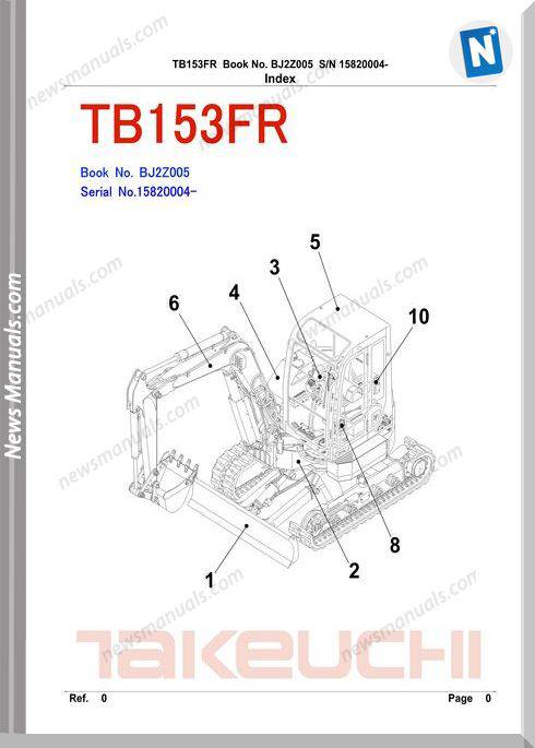 Takeuchi Tb153Fr Bj2Z005 15820004-15829999 Parts Manual