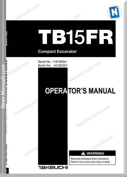 Takeuchi Tb15Fr Operators Manual