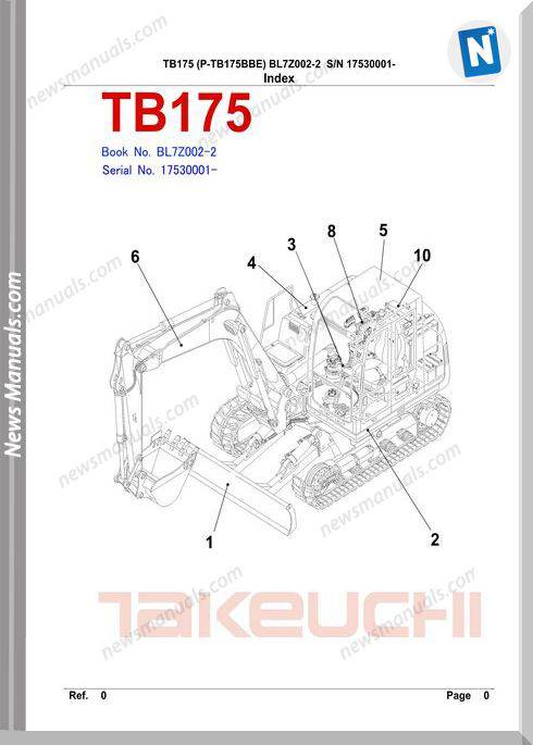 Takeuchi Tb175 Models Bl7Z002-2 Tier3 Part Manual