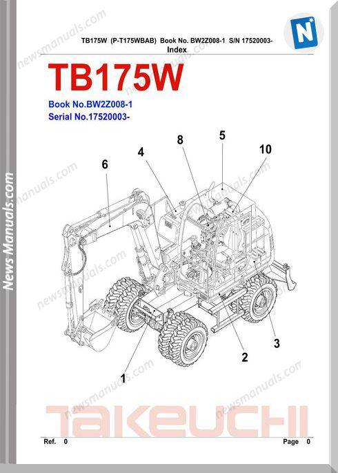 Takeuchi Tb175W Bw2Z008-1 17520003-Up Part Manual