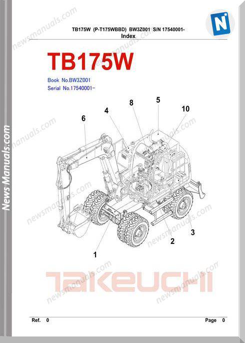 Takeuchi Tb175W Models Bw3Z001 17540001-Up Part Manual