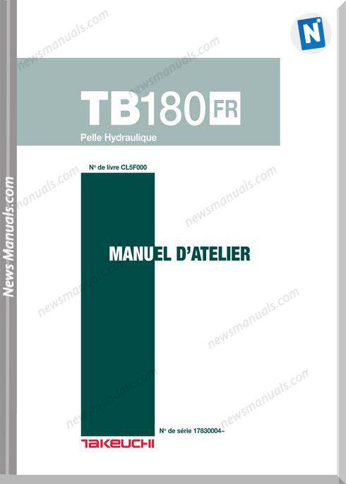 Takeuchi Tb180Fr-17830004 Cl5F000 French Service Manual