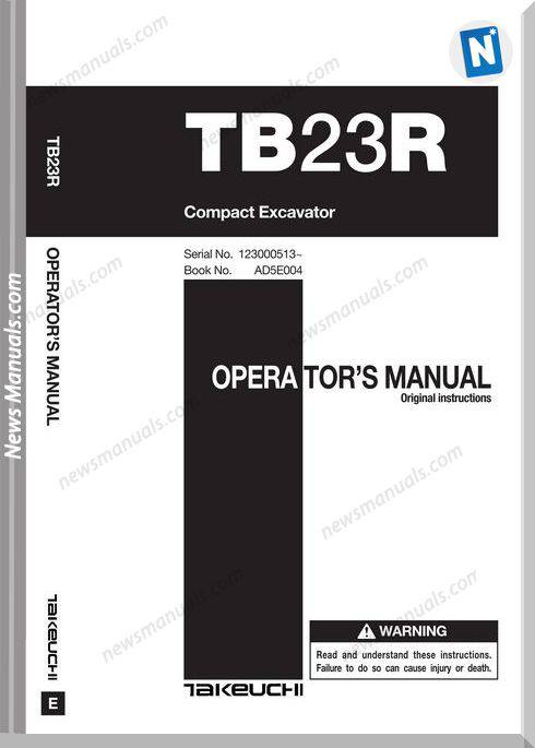 Takeuchi Tb23R Operator Manual English