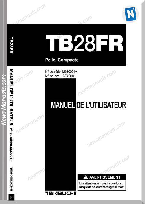 Takeuchi Tb28Fr Models Af4F001 French Operators Manual