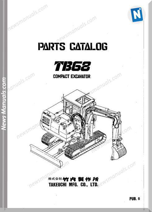 Takeuchi Tb68 Models Compact Excavator Parts Manual