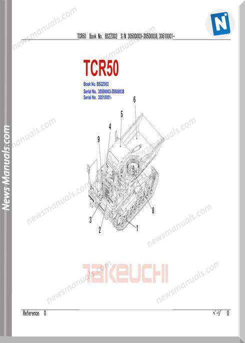 Takeuchi Tcr50 Models Nobs2Z002 Parts Manual