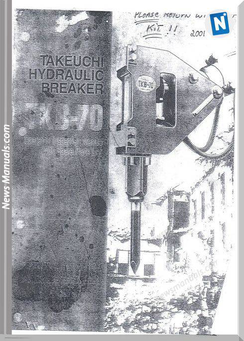 Takeuchi Tkb-70 Models Breaker Part Manual