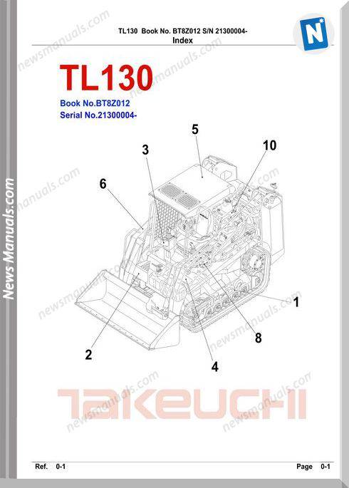 Takeuchi Tl130 Models No Bt8Z012 Parts Manual
