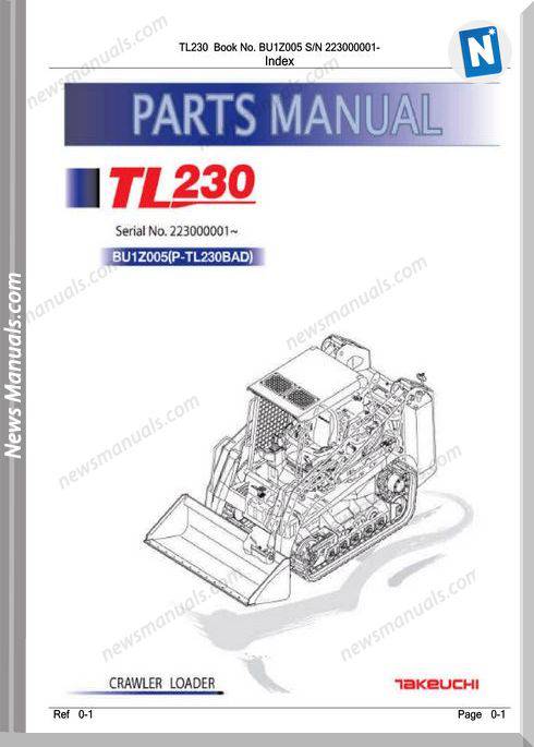 Takeuchi Tl230 Models Crawler Loader Bu1Z005 Part Manual