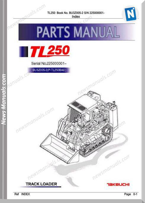 Takeuchi Tl250 Models Bu3Z005-2 Tier 3 Part Manual