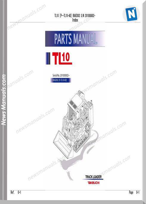 Takeuchi Track Loader P Tl10 Ad Parts Manual