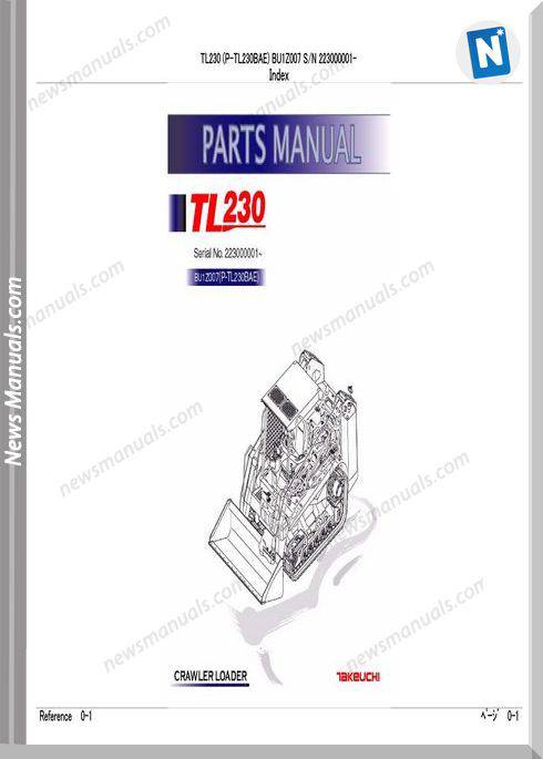 Takeuchi Track Loader P Tl230Bae Parts Manual