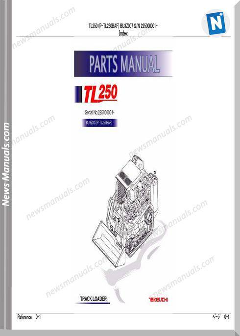 Takeuchi Track Loader P Tl250Baf Parts Manual