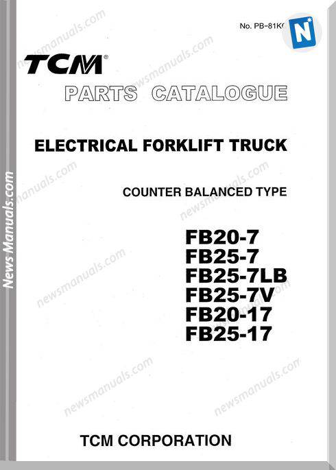 Tcm Forklift Fb20 7 20 17 Fb25 7 Lb V 25 Parts Catalog