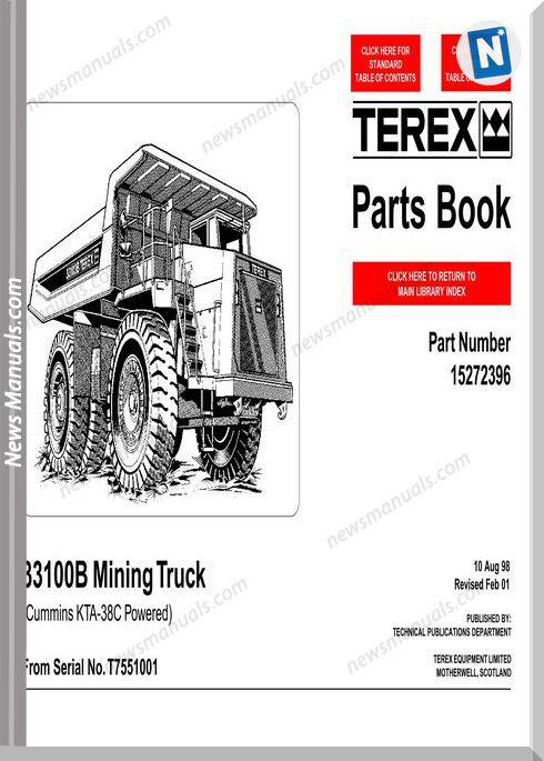 Terex 33100B Mining Truck Parts Book