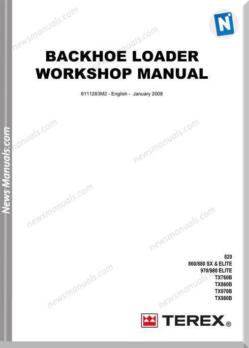 Terex Backhoe 820-860-880Sx-970980-Tx760 Service Manual