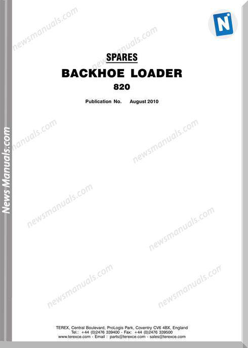 Terex Backhoe Loaders 820 Part Manual