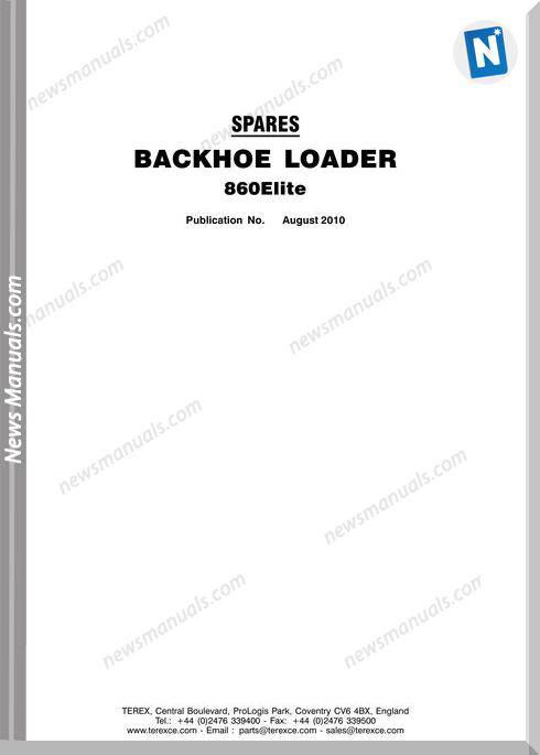 Terex Backhoe Loaders 860 Elite Part Manual