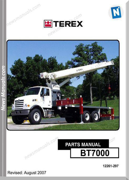 Terex Cranes Bt7000 Boom Trucks Parts Manual