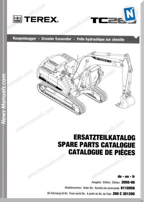 Terex Crawler Excavators E-Liste Tc260-3 Part Manual