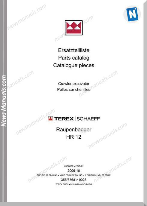 Terex Mini Crawler Excavators Hr12-6768-Mit Part Manual