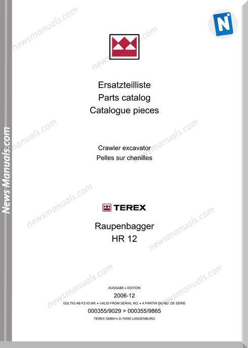 Terex Mini Crawler Excavators Hr12-9029-Mit Part Manual