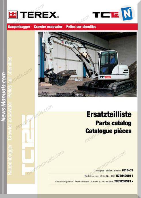 Terex Mini Crawler Excavators Tc125-0313 Part Catalogue