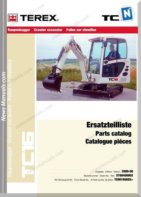 Terex Mini Crawler Excavators Tc16-0885-Parts Catalog
