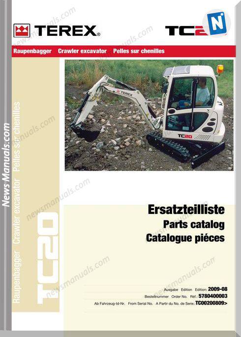Terex Mini Crawler Excavators Tc20-0809-Parts Catalog