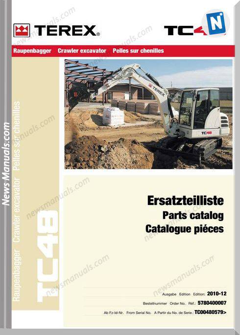 Terex Mini Crawler Excavators Tc48 0579-Xx Part Manual