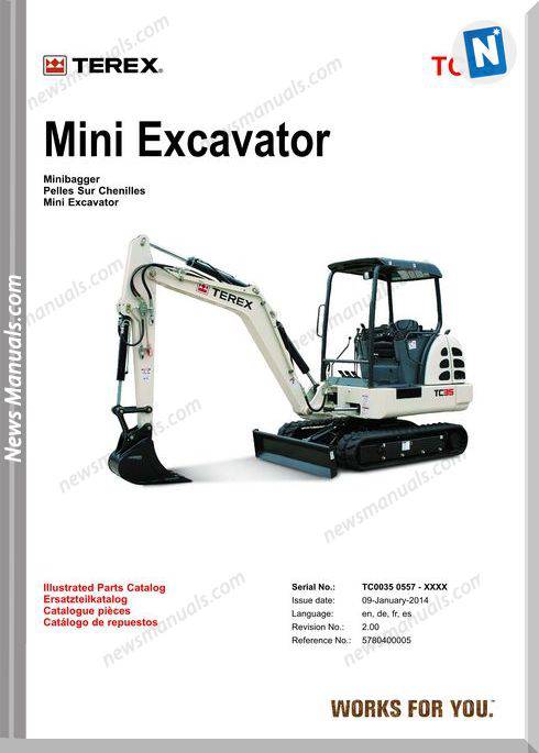 Terex Mini Excavator Tc35 Parts Manuals