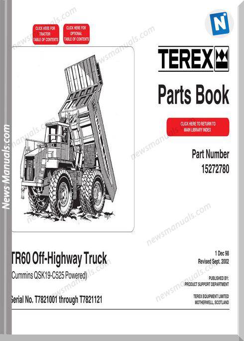 Terex Mini Rigid Trucks Tr60 7821 Part Manual