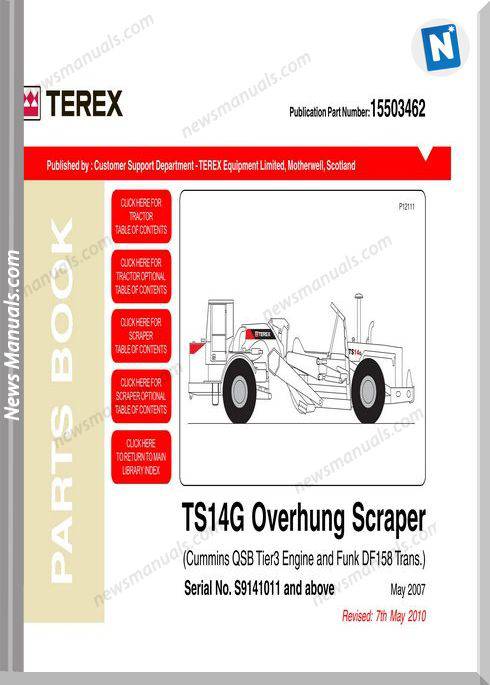 Terex Mini Rigid Trucks Ts14G T3 S914 Pm Part Manual