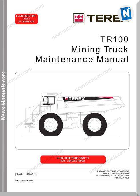 Terex Rigid Truck Tr100 T808 Maintenance Manual
