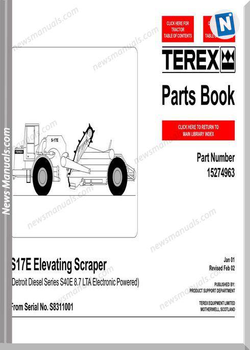 Terex S17E Elevating Scraper Parts Book
