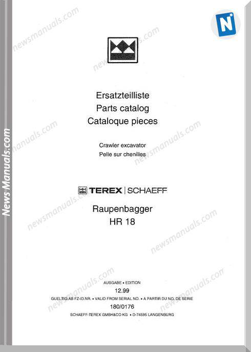 Terex Schaeff Hr18-El-Ab1800176 Untert Parts Catalog