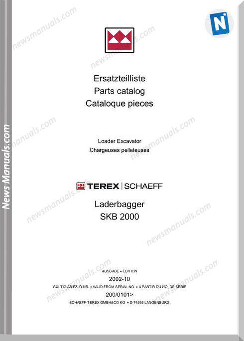 Terex Schaeff Skb 2000 Parts Catalog