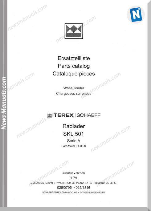 Terex Schaeff Skl501A-Hatz-El-0795 Parts Catalog