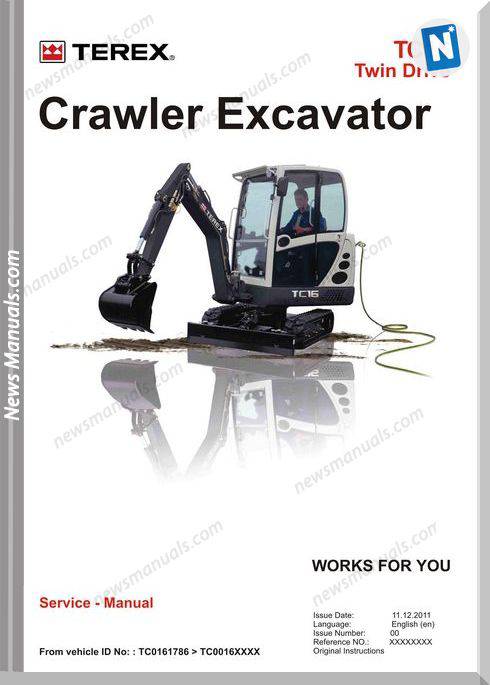 Terex Tc16 Twin Drive Crawler Excavator Service Manual