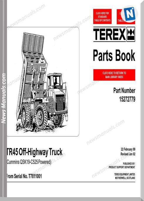 Terex Tr45 Off Highway Truck Parts Book