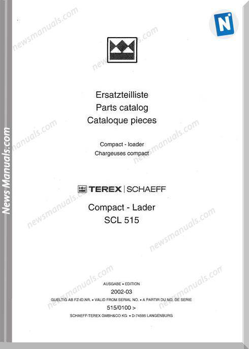 Terex Wheel Loaders Scl515-El-0100 Part Manual