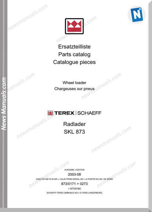 Terex Wheel Loaders Skl873-0171-Mit Bilder Part Manual