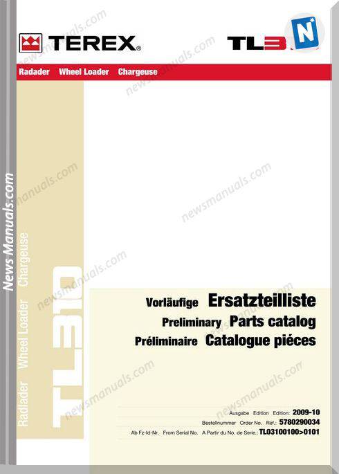 Terex Wheel Loaders Tl310-Preliminary Parts Catalogue
