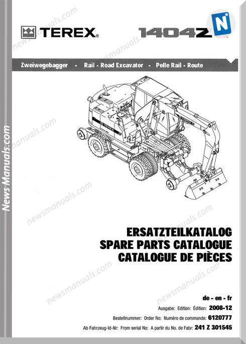 Terex Wheeled Excavators E Liste 1404 Zw Part Manual