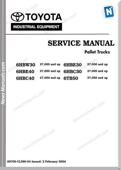 Toyota Bt 6Hbw3 6Hbe30-40 6Hbc30-40 6Tb50 Repair Manual