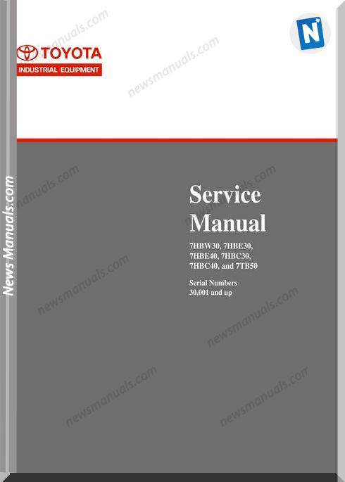 Toyota Bt 7Hbw30 7Hbc30-40 7Tb50Cl390-05 Repair Manual