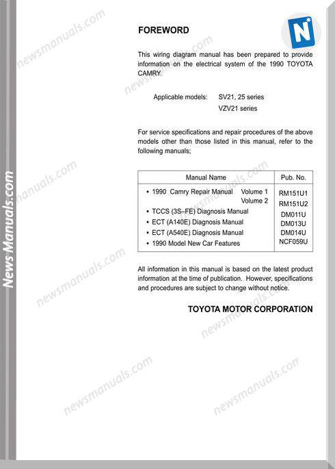 Toyota Camry 87 91 Electrical Wiring Diagram