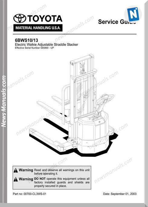 Toyota Forklift 6Bws1013 Models Service Manuals